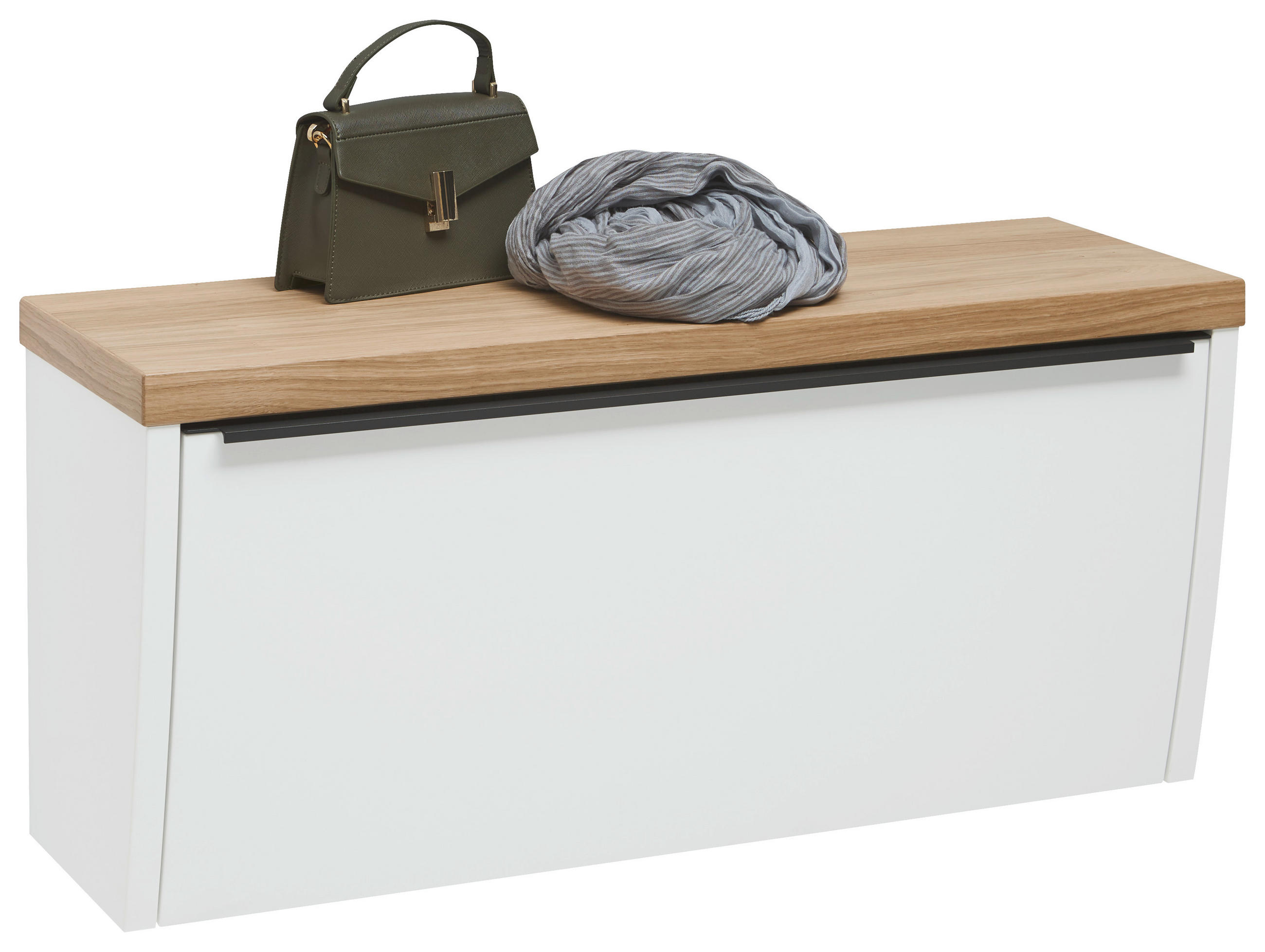 Dieter Knoll Garderobenbank Anthrazit, Weiß, Eiche 92x42x31 cm