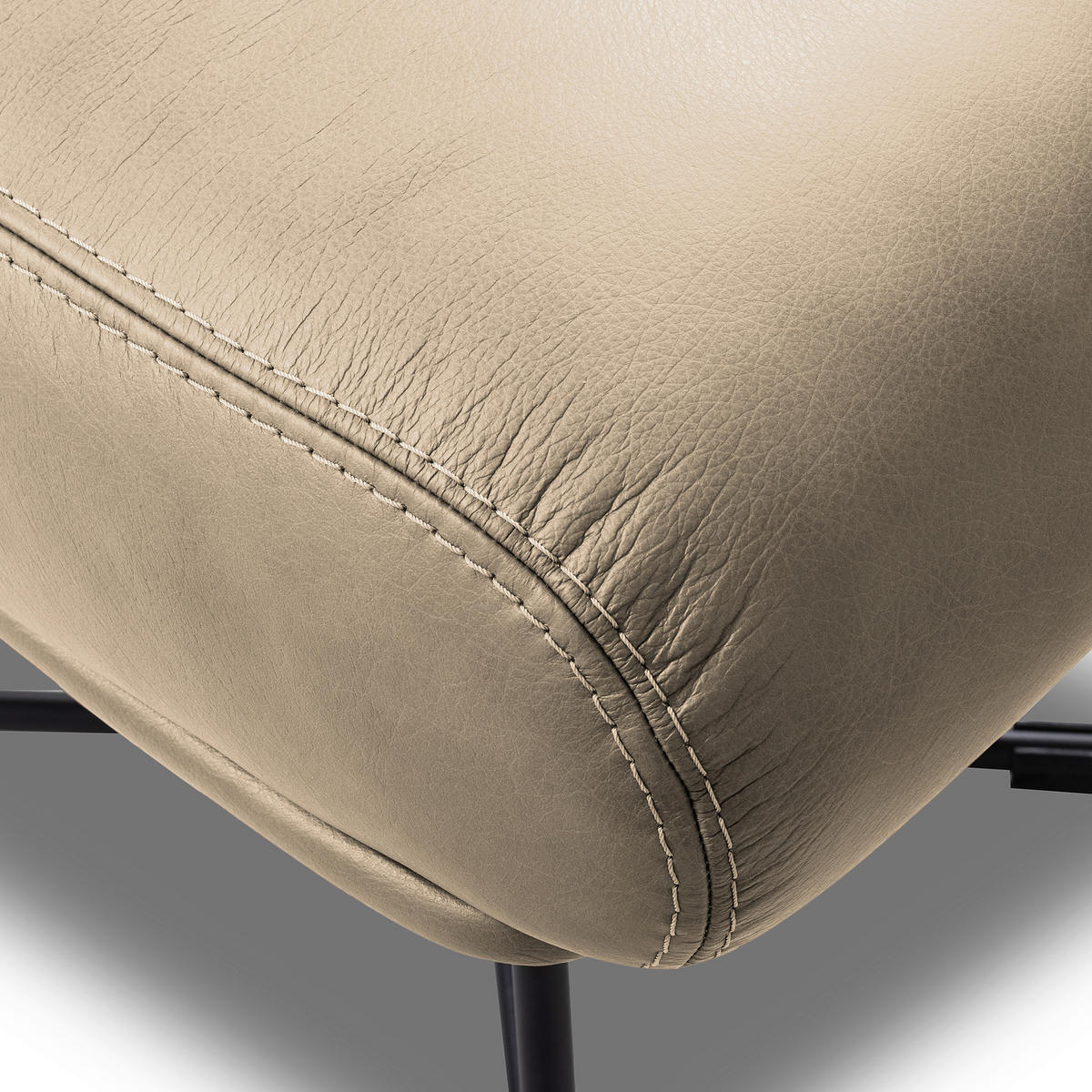 SESSELSET Echtleder Hellgrau  - Hellgrau/Kirschrot, Design, Leder/Metall (67/87/74cm) - Livetastic