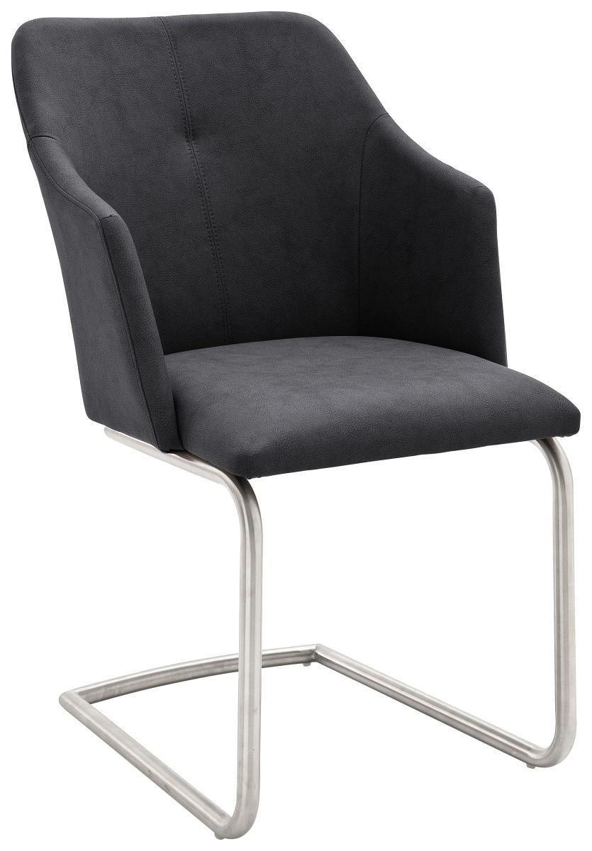 SCHWINGSTUHL  in Edelstahl Lederlook  - Edelstahlfarben/Anthrazit, Design, Textil/Metall (54/88/62cm) - Novel