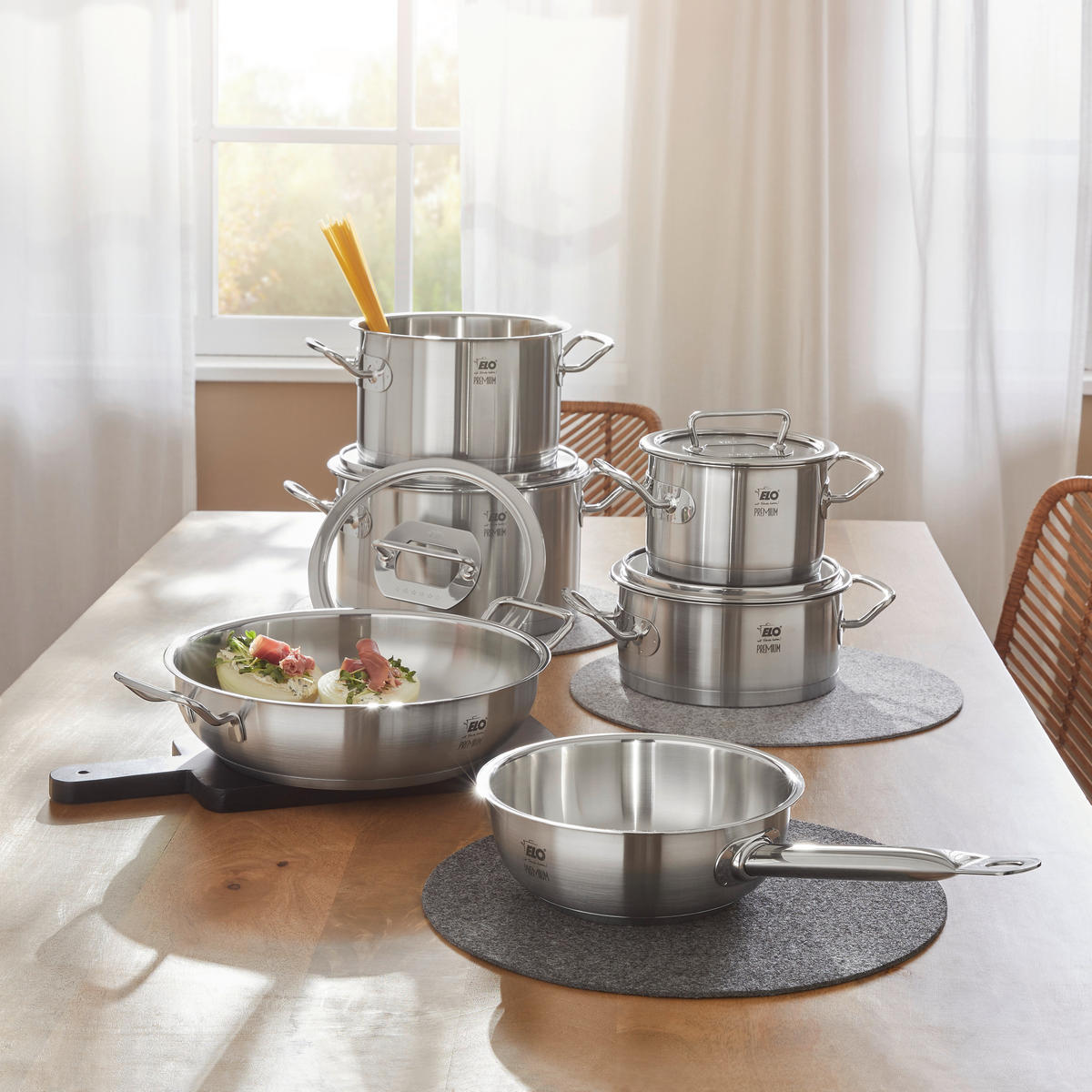 KOCHTOPFSET ELO Gourmet Plus 6-teilig  - Edelstahlfarben/Transparent, Design, Glas/Metall - ELO