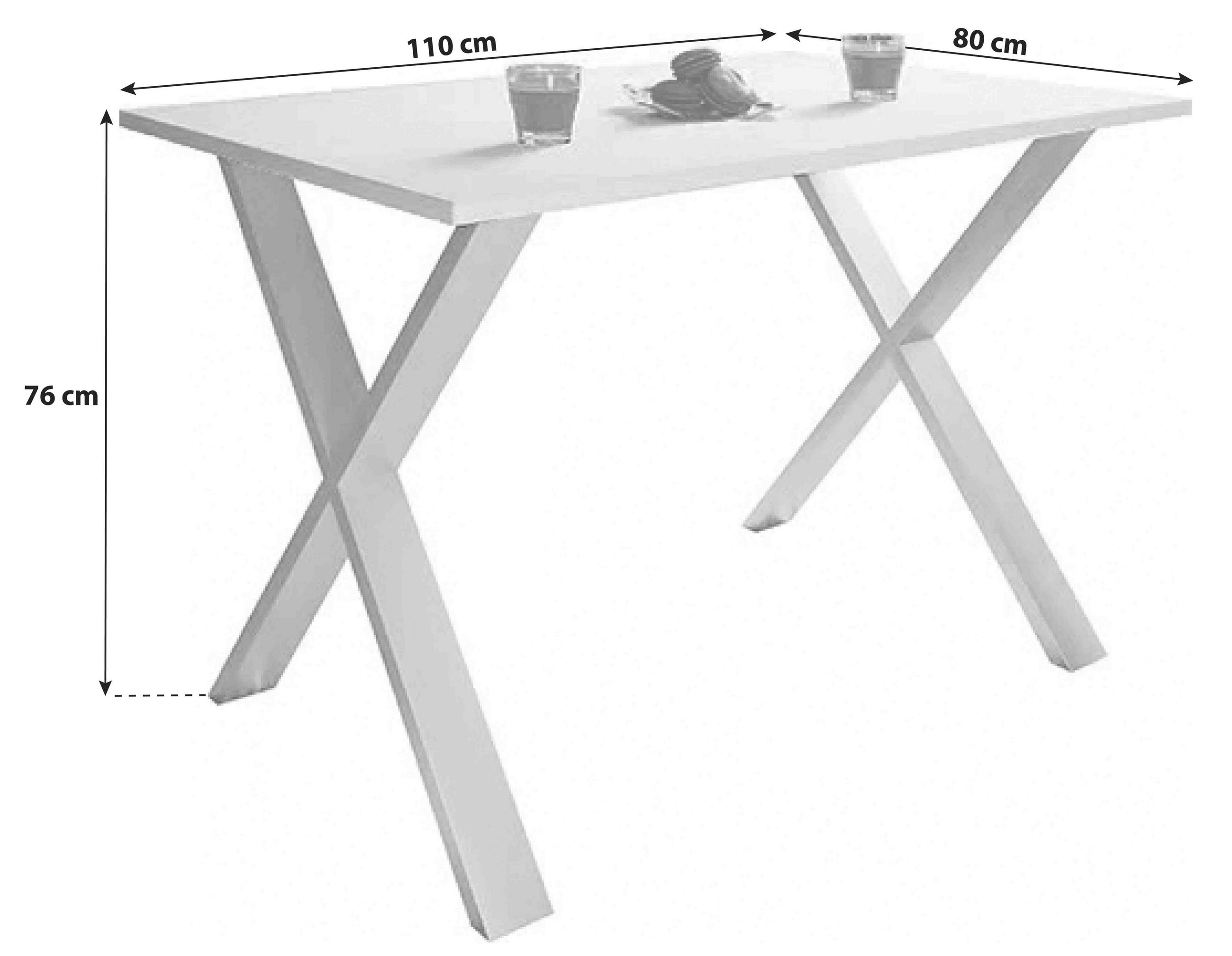 Thumbnail - Mid.you Esstisch, Weiß, Holzwerkstoff, Metall, rechteckig, X-Form, 110x80x76 cm, Esszimmer, Tische, Esstische