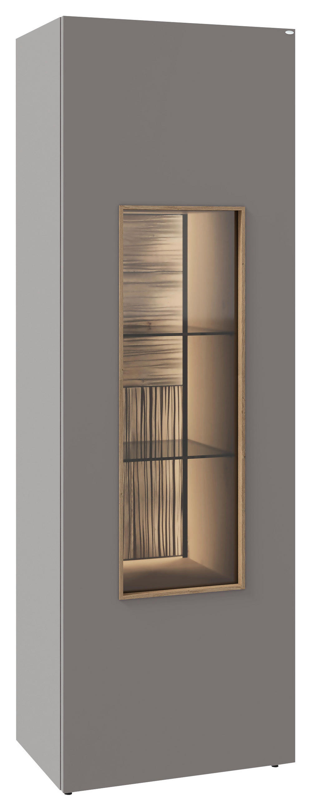 VITRINE VLACERA LIVING in furniert, mehrschichtige Massivholzplatte (Tischlerplatte) Wildeiche Grau, Wildeiche  - Wildeiche/Grau, Design, Glas/Holz (64/194/43cm) - Voglauer