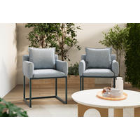 ZAHRADNÍ KŘESLO, kov, textil - šedá/šedomodrá, Moderní, kov/textil (63/75/60cm) - Gardenson