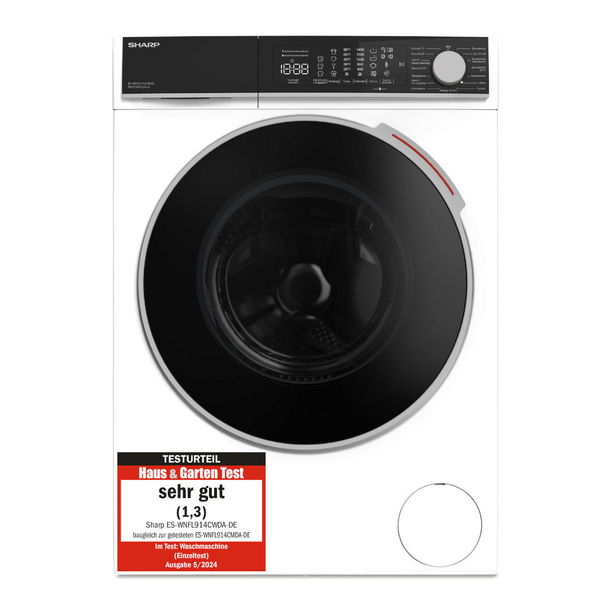 WASCHMASCHINE ES-WNFL914CWDA-DE  - Weiß, Basics, Glas/Kunststoff (60/85/58cm) - Sharp
