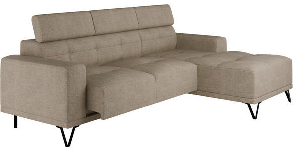 ECKSOFA Beige Chenille - Beige/Schwarz, KONVENTIONELL, Textil/Metall (264/178cm) - Hom`in