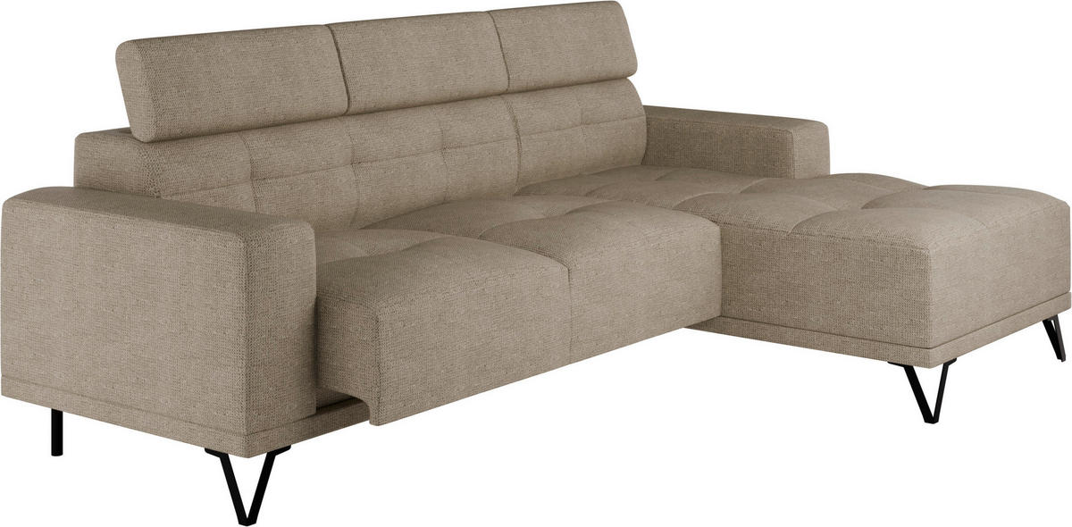 ECKSOFA Beige Chenille  - Beige/Schwarz, KONVENTIONELL, Textil/Metall (264/178cm) - Hom`in