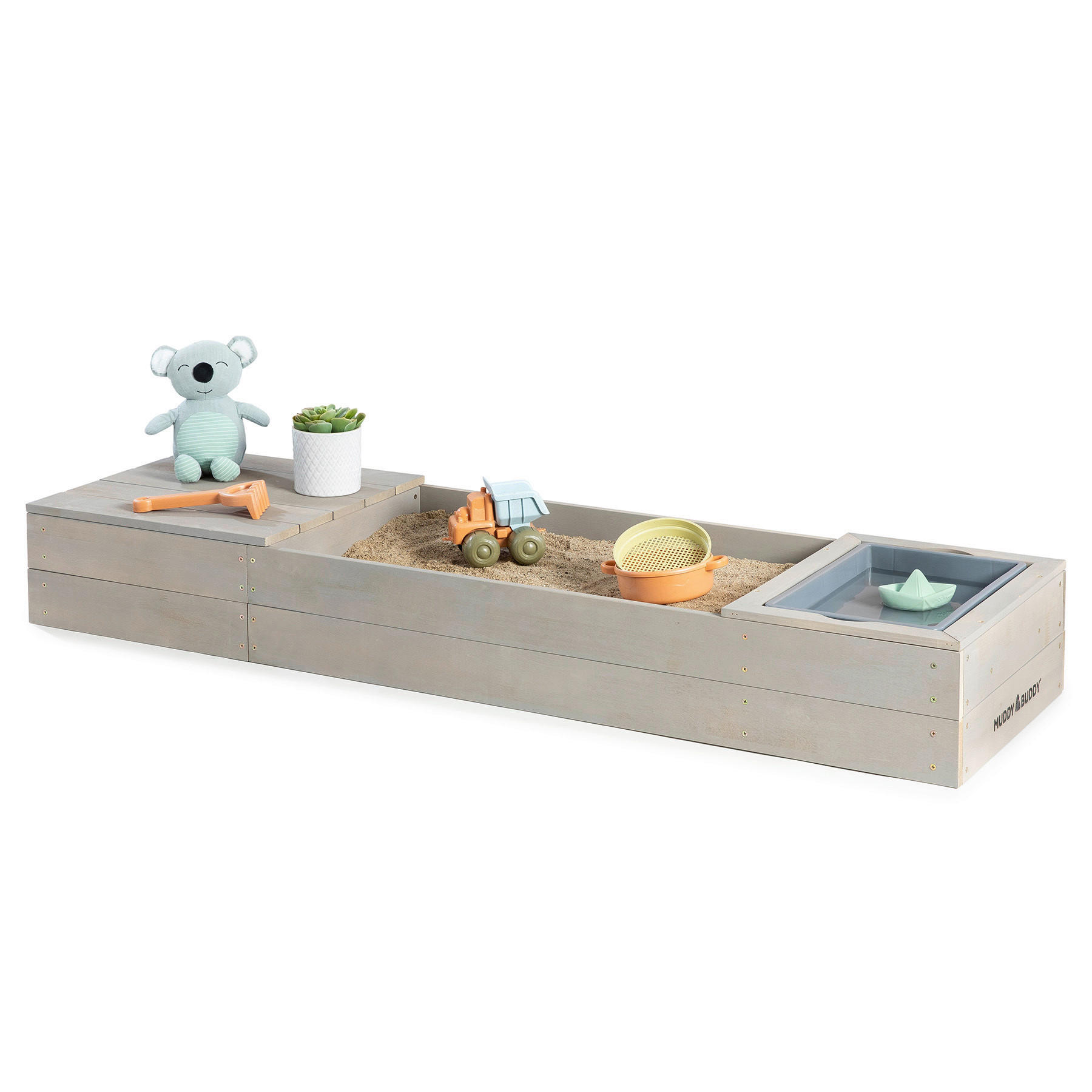 SANDKASTEN SPACE SAVER 150/45/20 cm  - Grau, Basics, Holz (150/45/20cm) - MUDDY BUDDY