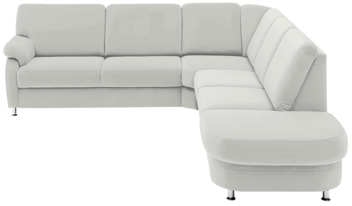 ECKSOFA in Flachgewebe Hellgrau  - Hellgrau/Alufarben, Konventionell, Textil/Metall (269/289cm) - Beldomo System