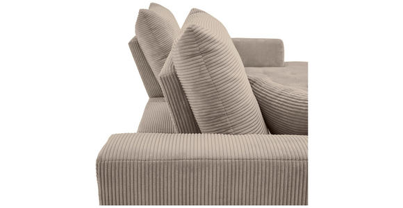 ECKSOFA Taupe Cord  - Taupe/Schwarz, KONVENTIONELL, Textil/Metall (250/185cm) - Carryhome