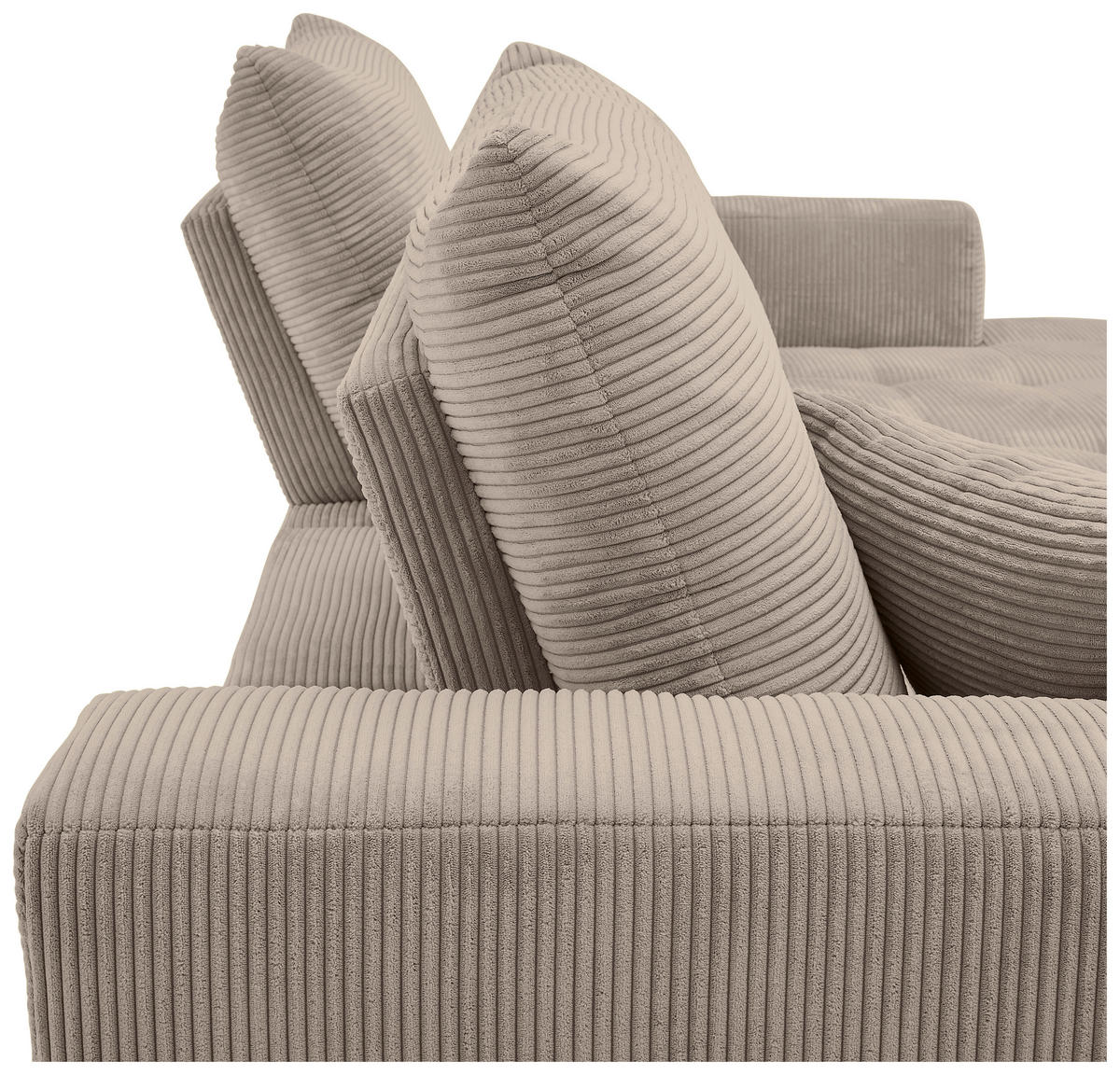ECKSOFA Taupe Cord  - Taupe/Schwarz, KONVENTIONELL, Textil/Metall (250/185cm) - Carryhome