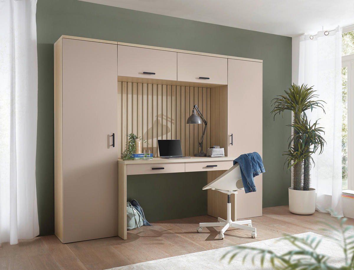 Bürokombination - Kaschmir/Eichefarben, MODERN, Holzwerkstoff (250/200/60cm) - MID.YOU