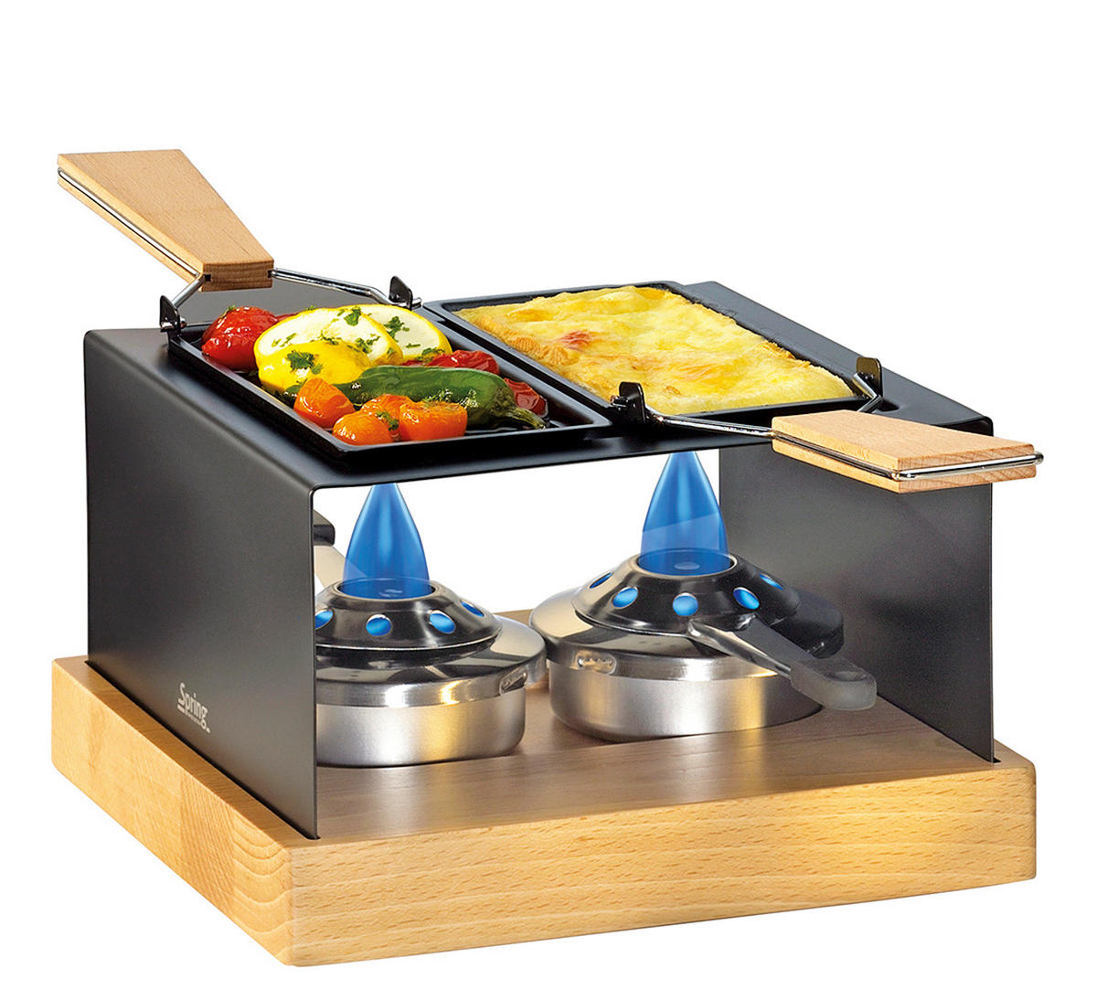 RACLETTE-GRILL GOURMET PARTY  - Schwarz, KONVENTIONELL, Holz/Metall (22,5/23,5/11,5cm) - Spring