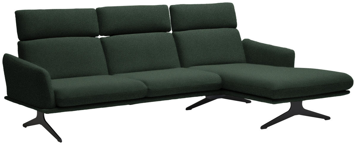 ECKSOFA in Flachgewebe Grün  - Schwarz/Grün, Design, Textil/Metall (259/152cm) - Dieter Knoll