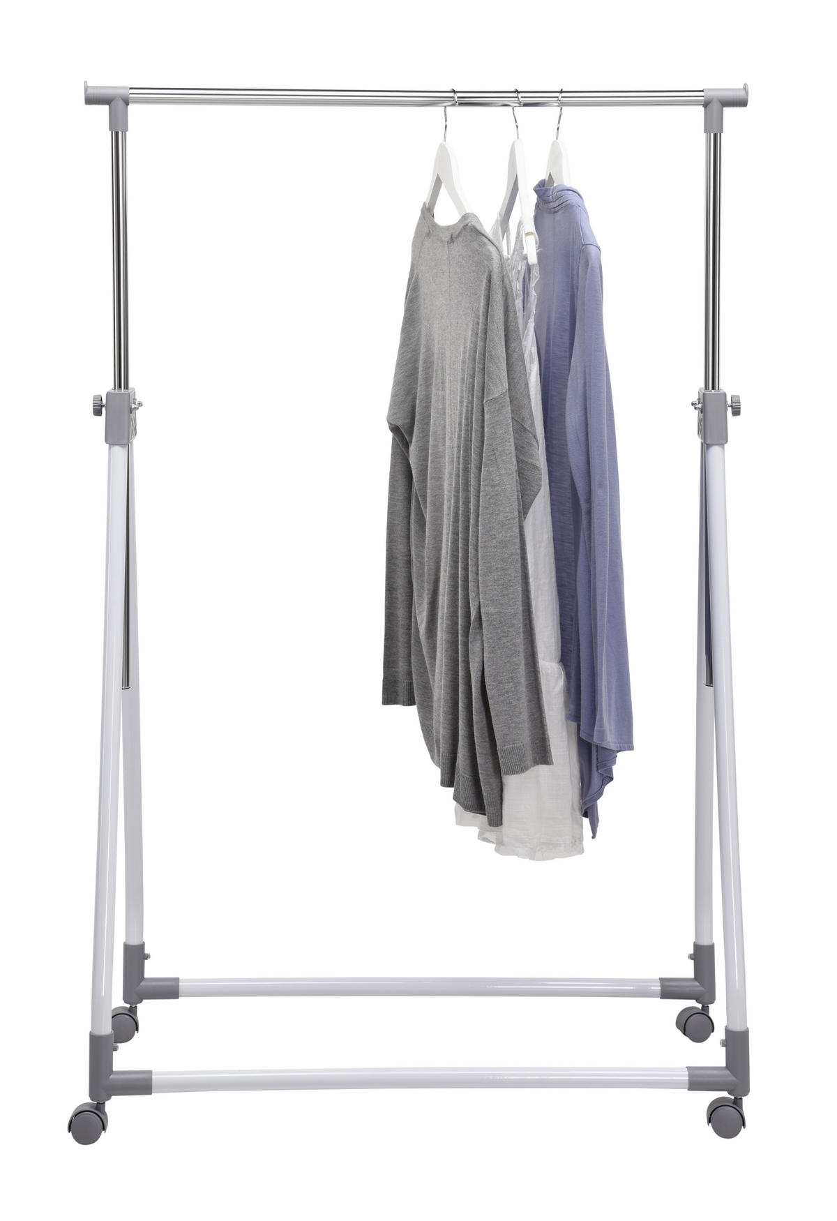 KLEIDERWAGEN in Weiss, Chromfarben 92/99-167/48 cm   - Chromfarben/Weiss, Konventionell, Kunststoff/Metall (92/99-167/48cm) - Boxxx