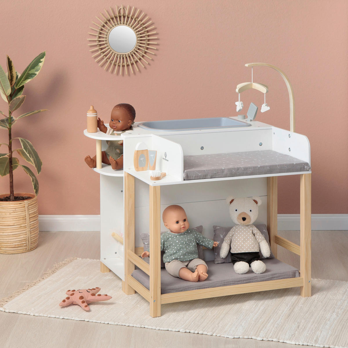 PUPPENWICKELKOMMODE VIOLA  - Naturfarben/Weiß, Basics, Holz/Holzwerkstoff (70/60/87cm) - MUSTERKIND