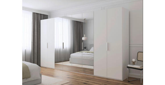 DREHTÜRENSCHRANK 400/235/61 cm,  in Weiß, 8-türig  - Weiß, Basics, Glas/Holzwerkstoff (400/235/61cm) - Novel