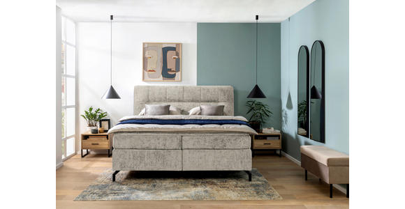 BOXSPRINGBETT 180/200 cm,  in Hellgrau, Topper, H3 + H3 = fest  - Hellgrau/Schwarz, Design, Textil/Metall (180/200cm) - Esposa