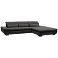 ECKSOFA  in Flachgewebe Dunkelgrau  341/204 cm  - Dunkelgrau/Schwarz, Design, Textil/Metall (341/204cm) - Xora