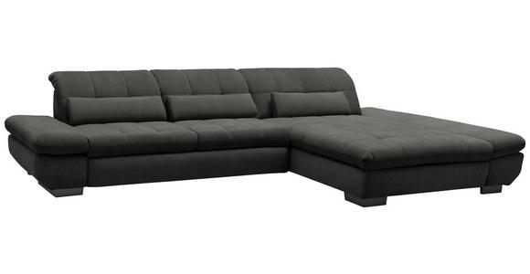 ECKSOFA  in Flachgewebe Dunkelgrau  341/204 cm  - Dunkelgrau/Schwarz, Design, Textil/Metall (341/204cm) - Xora