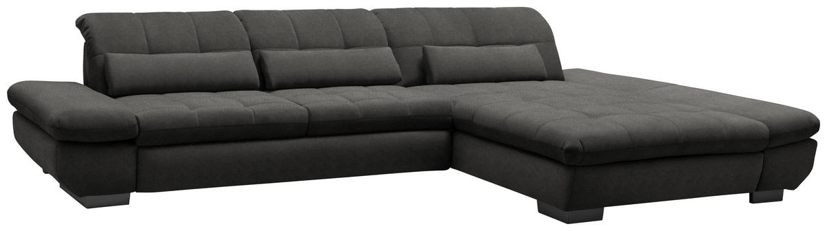 ECKSOFA  in Flachgewebe Dunkelgrau  341/204 cm  - Dunkelgrau/Schwarz, Design, Textil/Metall (341/204cm) - Xora