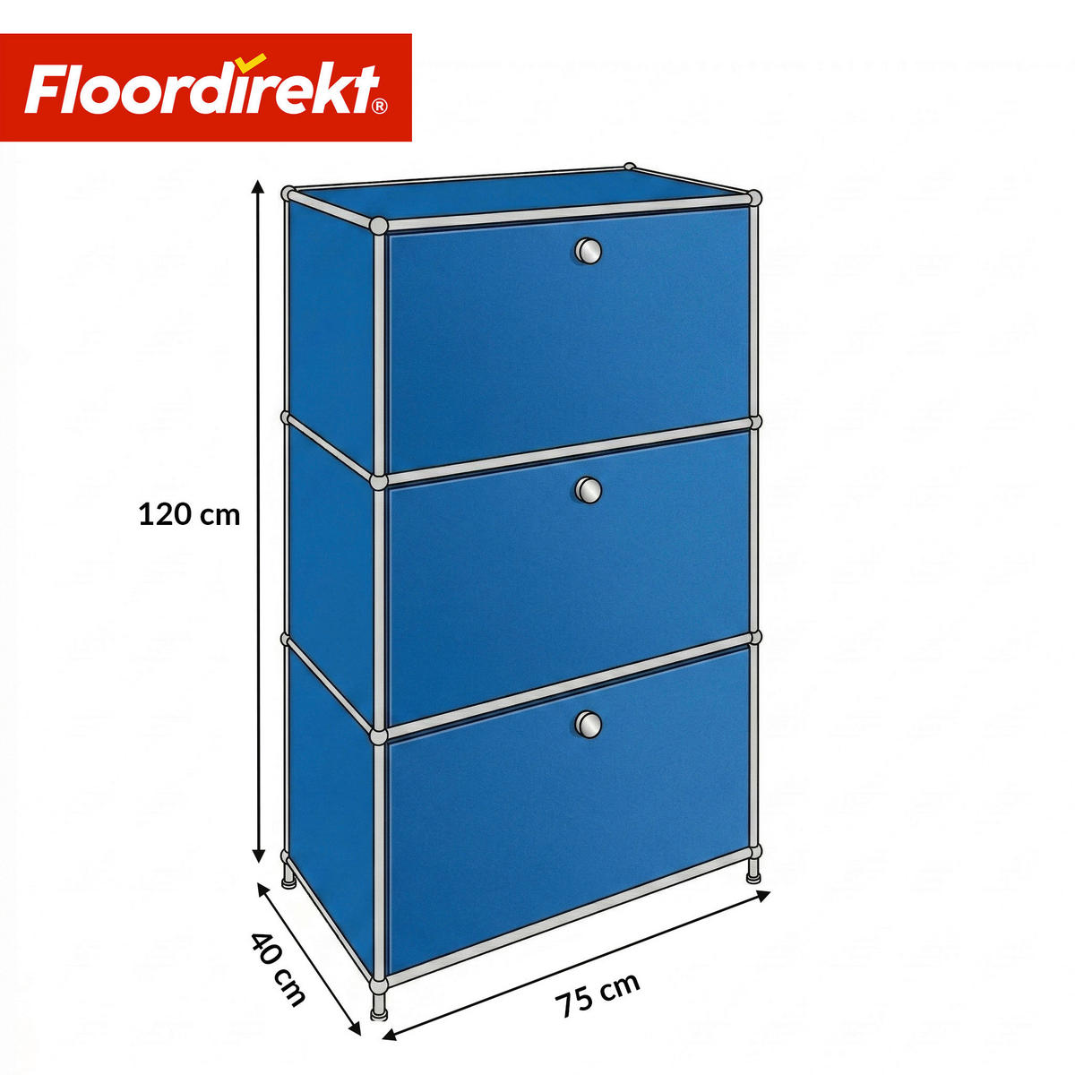REGAL Blau  - Blau, Basics, Metall (75/120/40cm) - Floordirekt