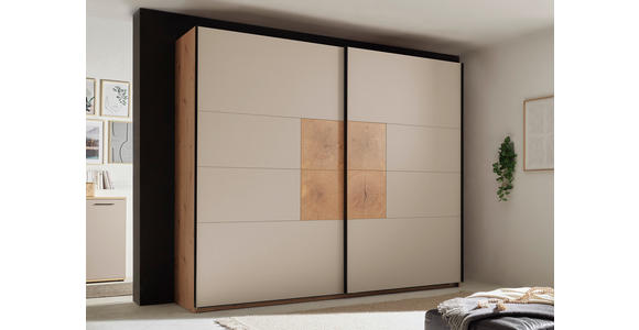 SCHWEBETÜRENSCHRANK  in Kaschmir, Eiche Artisan  - Kaschmir/Schwarz, KONVENTIONELL, Holzwerkstoff/Metall (270/225,5/63,7cm) - Xora