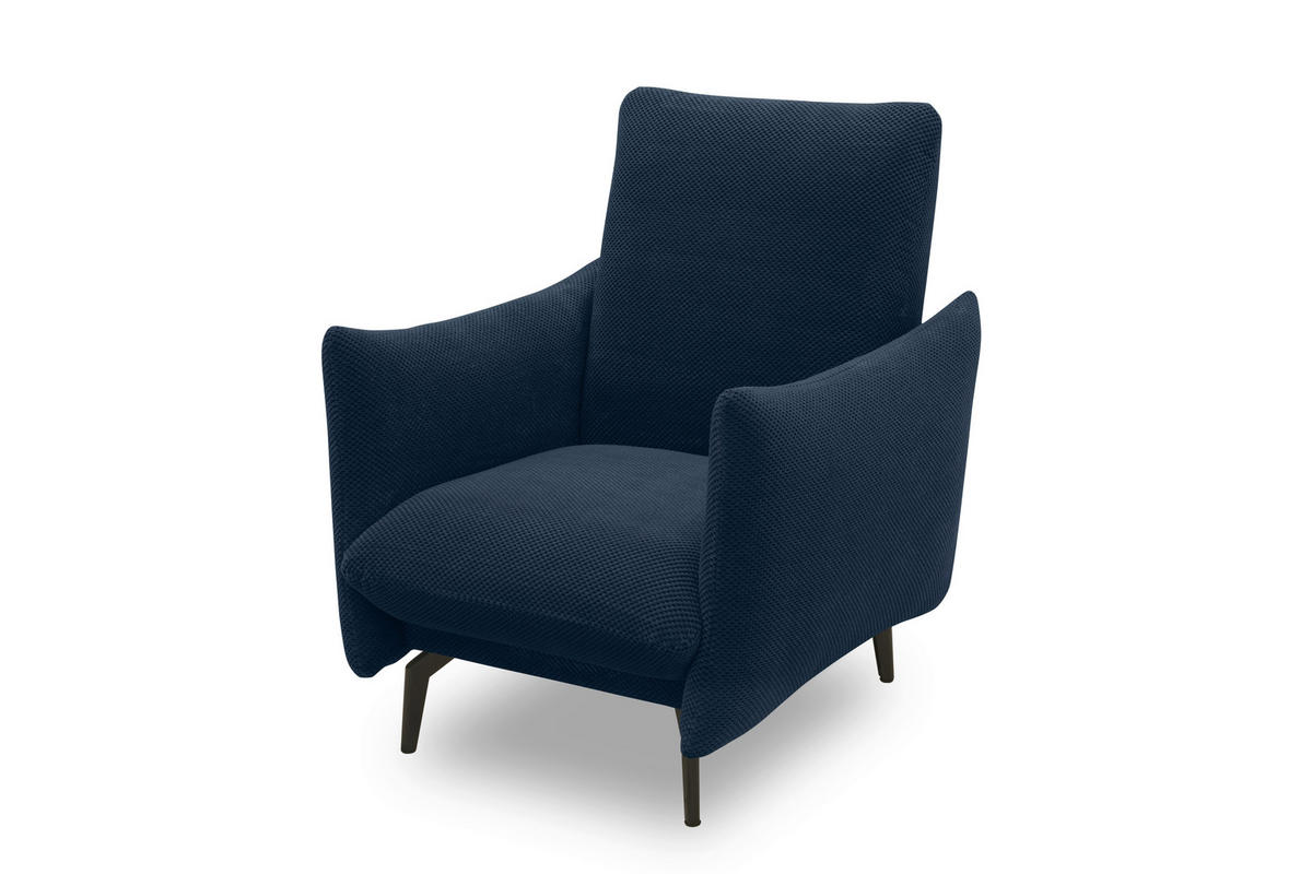 SESSEL Mikrofaser Blau    - Blau/Schwarz, Design, Textil/Metall (85/102/95cm) - MID.YOU