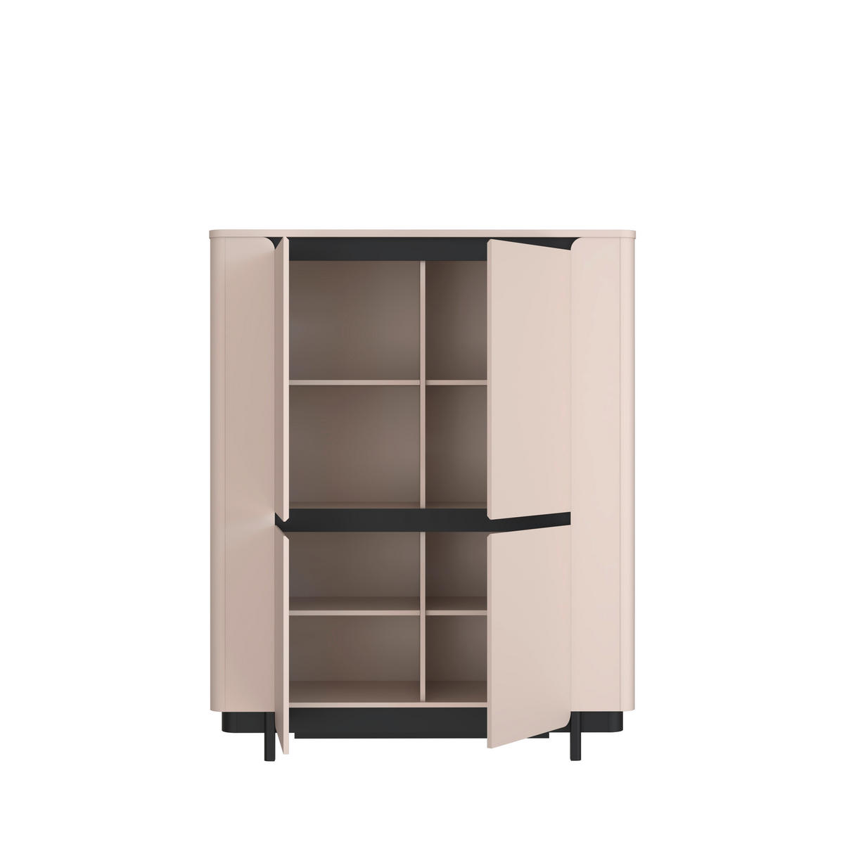 VITRINA, črna, peščene barve - črna/peščene barve, Design, leseni material (130,3/161,1/44,8cm) - Hom`in