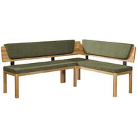 ECKBANK 208/171 cm Webstoff Grün, Eichefarben Eiche vollmassiv   - Eichefarben/Grün, KONVENTIONELL, Holz/Textil (208/171cm) - Linea Natura