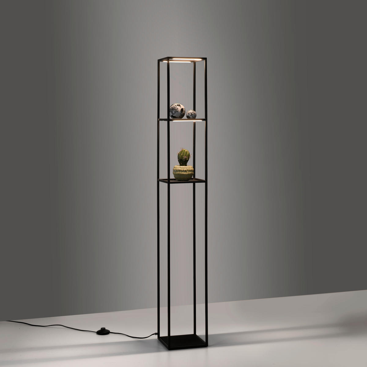 PODNA LED LAMPA - crna, Lajfstajl, metal/plastika (20/20/140cm)