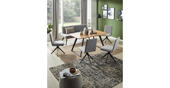 SITZBANK 140/87/64 cm in Schwarz, Eichefarben, Hellgrau - Eichefarben/Hellgrau, Design, Holz/Textil (140/87/64cm) - Voleo