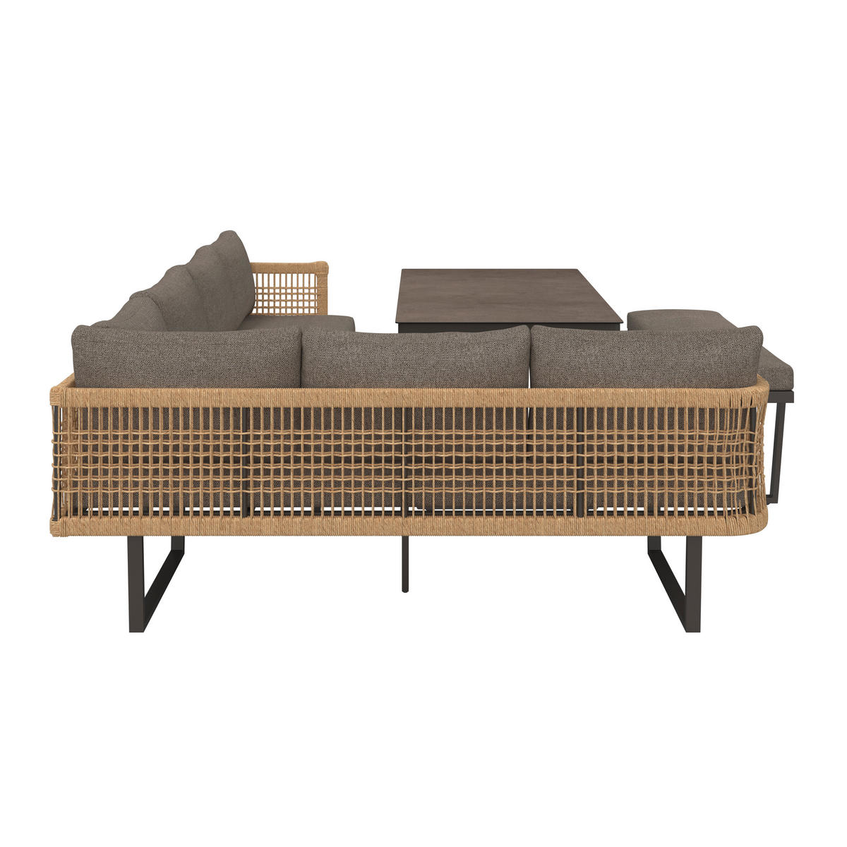 LOUNGEGARNITUR 4-teilig  256/198 cm  Aluminium  - Anthrazit/Braun, MODERN, Glas/Kunststoff (256/198cm) - Beldano