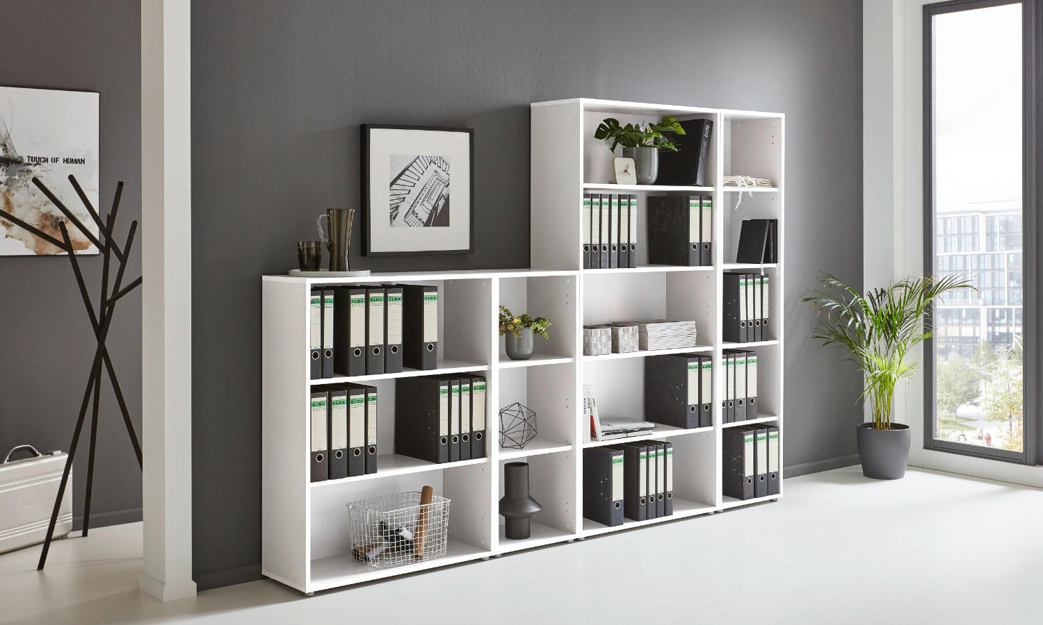 AKTENREGAL 257/185,6/33 cm  - Silberfarben/Weiß, MODERN, Holzwerkstoff (257/185,6/33cm) - MID.YOU