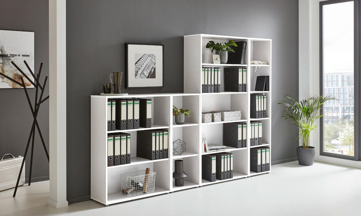 AKTENREGAL 257/185,6/33 cm  - Silberfarben/Weiß, MODERN, Holzwerkstoff (257/185,6/33cm) - MID.YOU