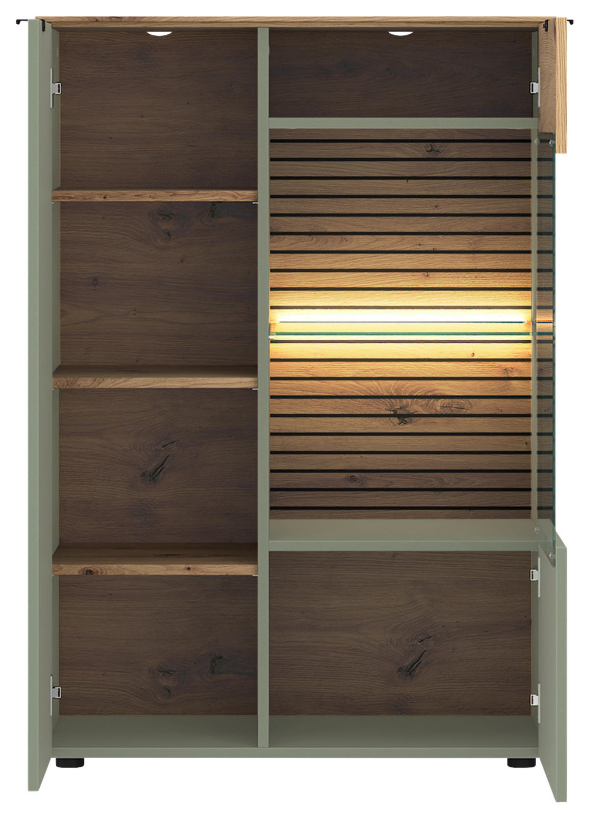 VITRINE Salbeigrün, Eiche Artisan  - Salbeigrün/Eiche Artisan, Basics, Glas/Holzwerkstoff (80/116/40cm)