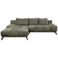 ECKSOFA in Chenille Olivgrün  - Schwarz/Olivgrün, Modern, Textil/Metall (182/290cm) - Hom`in
