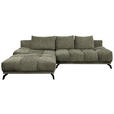 ECKSOFA in Chenille Olivgrün  - Schwarz/Olivgrün, MODERN, Textil/Metall (182/290cm) - Hom`in