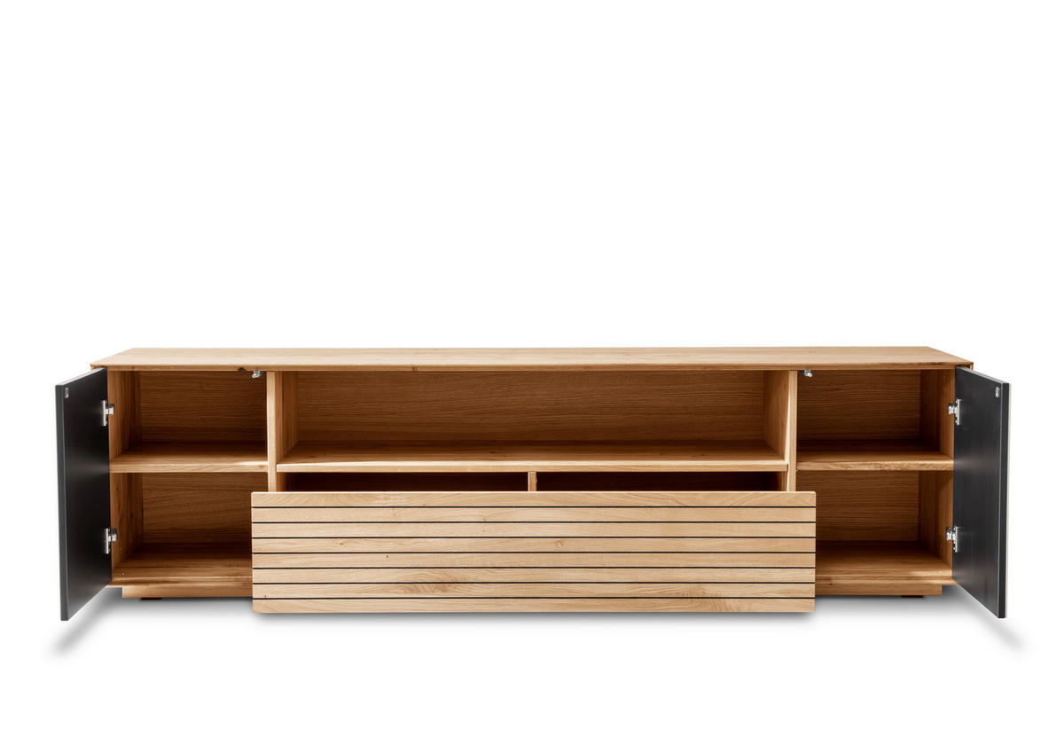 LOWBOARD  198/55/45 cm 1 Schublade(n) Beimöbel erhältlich, stehend  - Kaschmir/Eichefarben, KONVENTIONELL, Glas/Holz (198/55/45cm) - Linea Natura