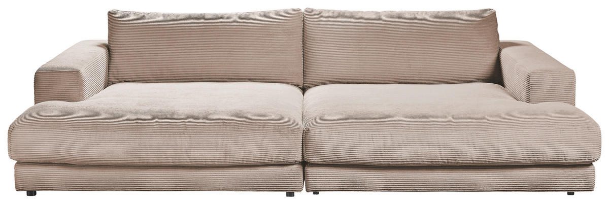 MEGASOFA in Cord Taupe  - Taupe/Schwarz, Design, Kunststoff/Textil (290/86/170cm) - Pure Home Lifestyle