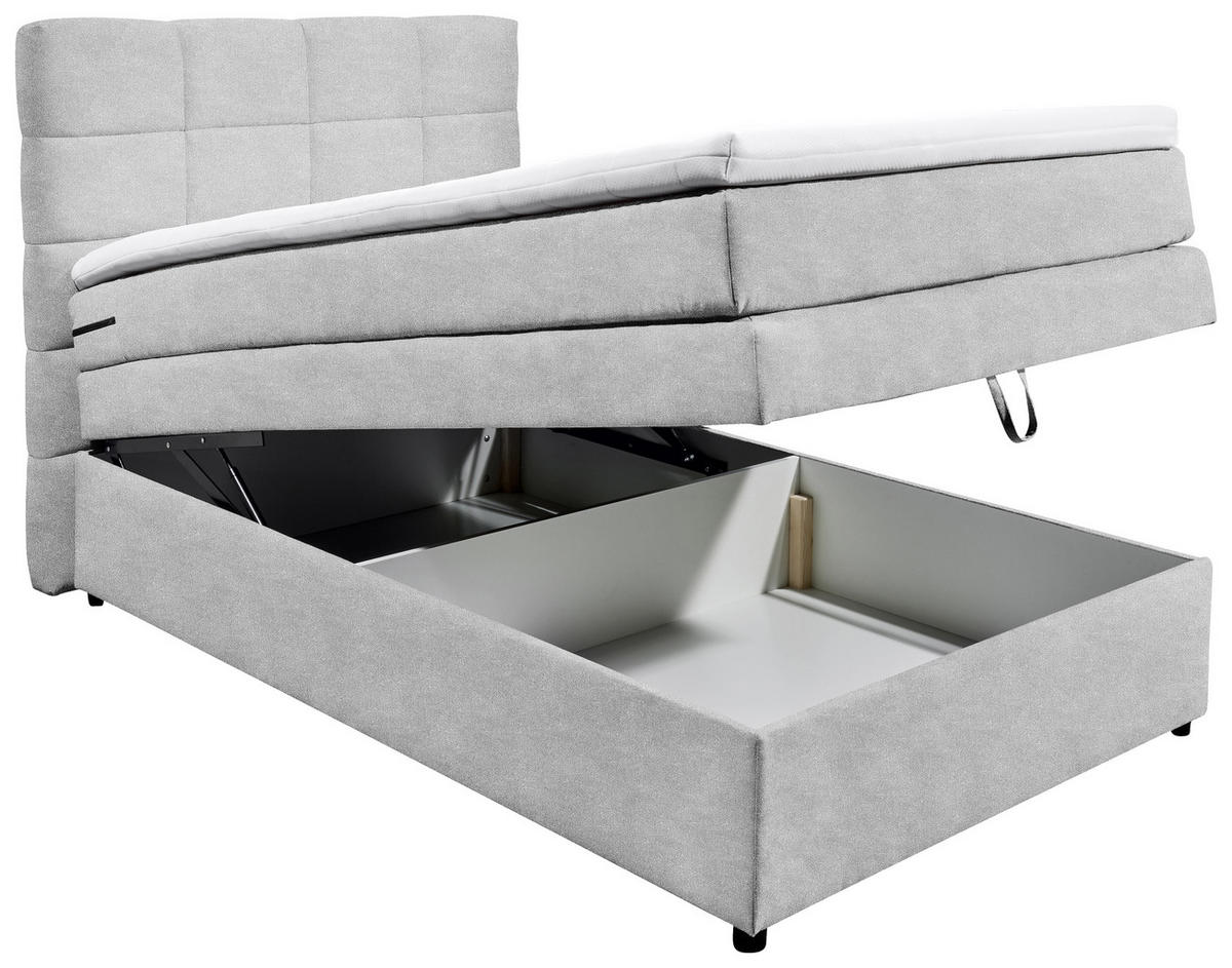 BOXSPRINGBETT 120/200 cm  in Silberfarben  - Silberfarben, KONVENTIONELL, Kunststoff (120/200cm) - MID.YOU