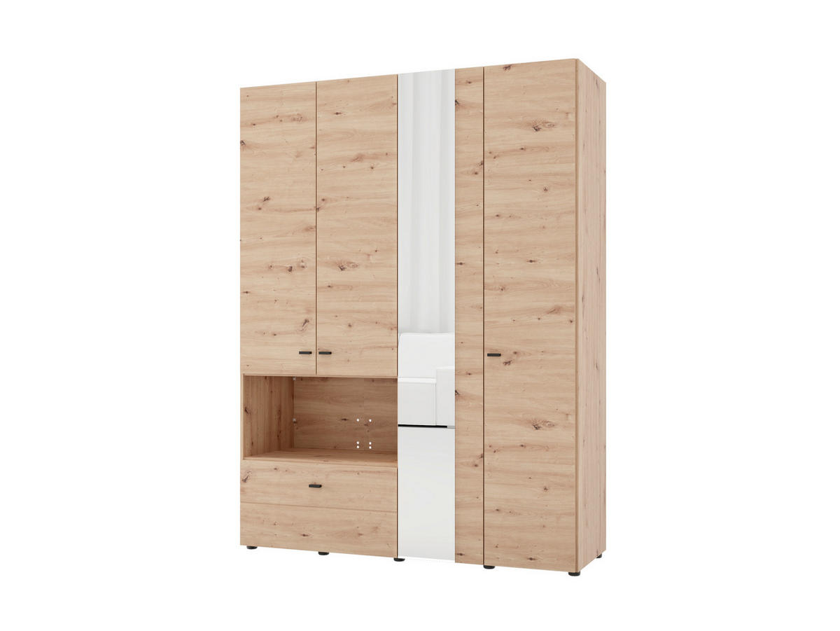 ORMAR ZA ODJEĆU hrast Artisan   - hrast Artisan/crna, Moderno, staklo/drvni materijal (155/52/207,5cm) - Ti'me