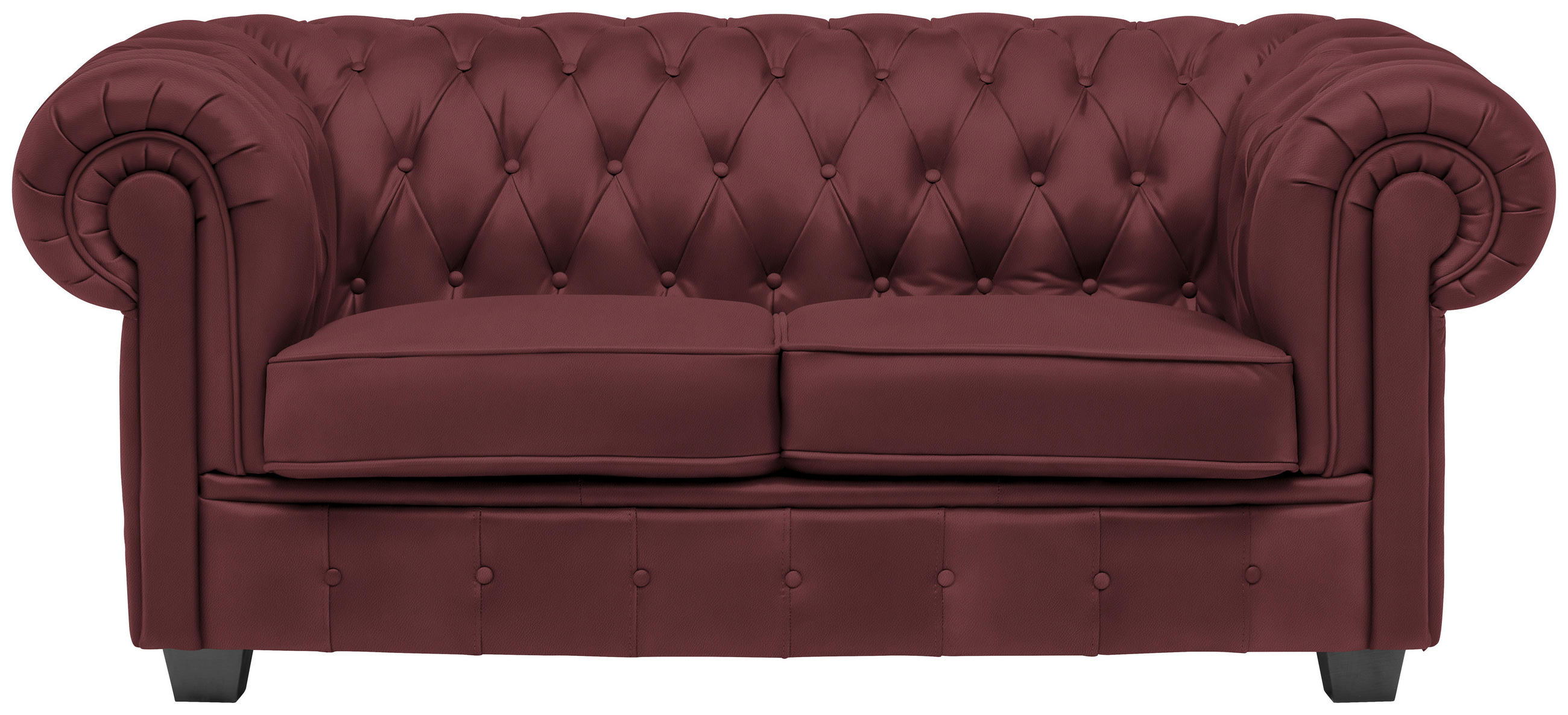 CHESTERFIELD-SOFA in Lederlook Bordeaux  - Wengefarben/Bordeaux, LIFESTYLE, Holz/Textil (180/76,5/96cm) - Landscape