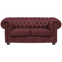 CHESTERFIELD-SOFA in Lederlook Bordeaux  - Wengefarben/Bordeaux, LIFESTYLE, Holz/Textil (180/76,5/96cm) - Landscape