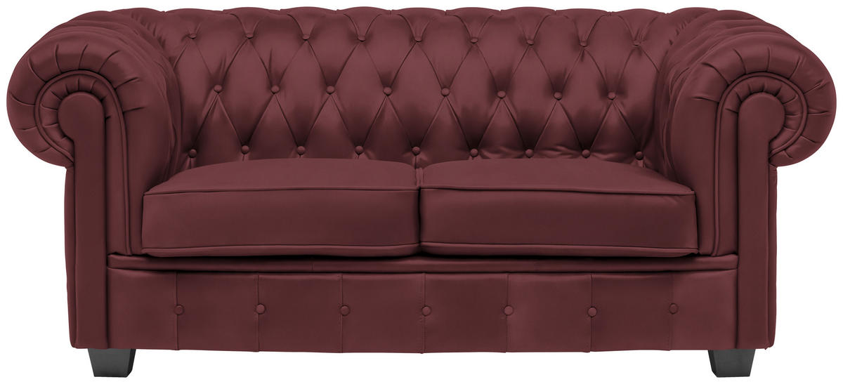 CHESTERFIELD-SOFA in Lederlook Bordeaux  - Wengefarben/Bordeaux, LIFESTYLE, Holz/Textil (180/76,5/96cm) - Landscape