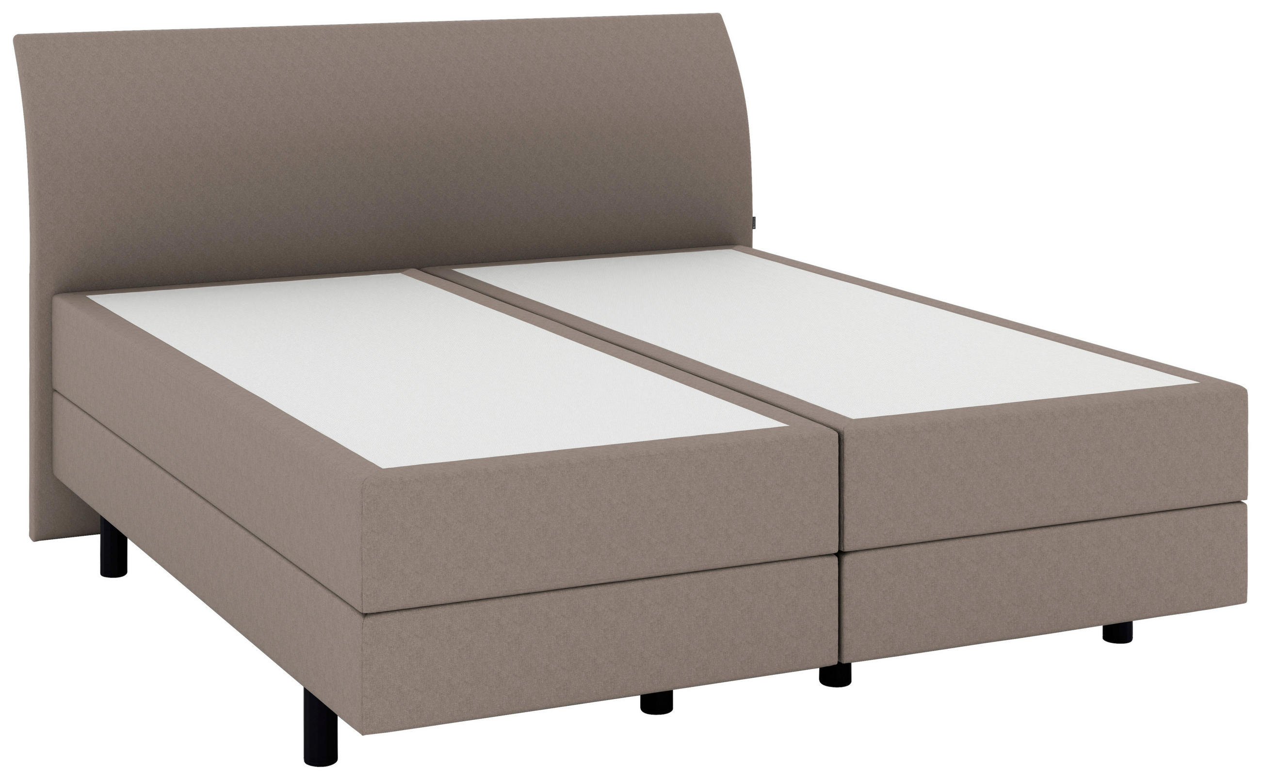 BOXSPRINGBETT 180/200 cm,  in Hellbraun, gepolstertes Kopfteil, Matratzen, H2 + H2 = mittel  - Hellbraun/Schwarz, KONVENTIONELL, Kunststoff/Textil (180/200cm) - Musterring