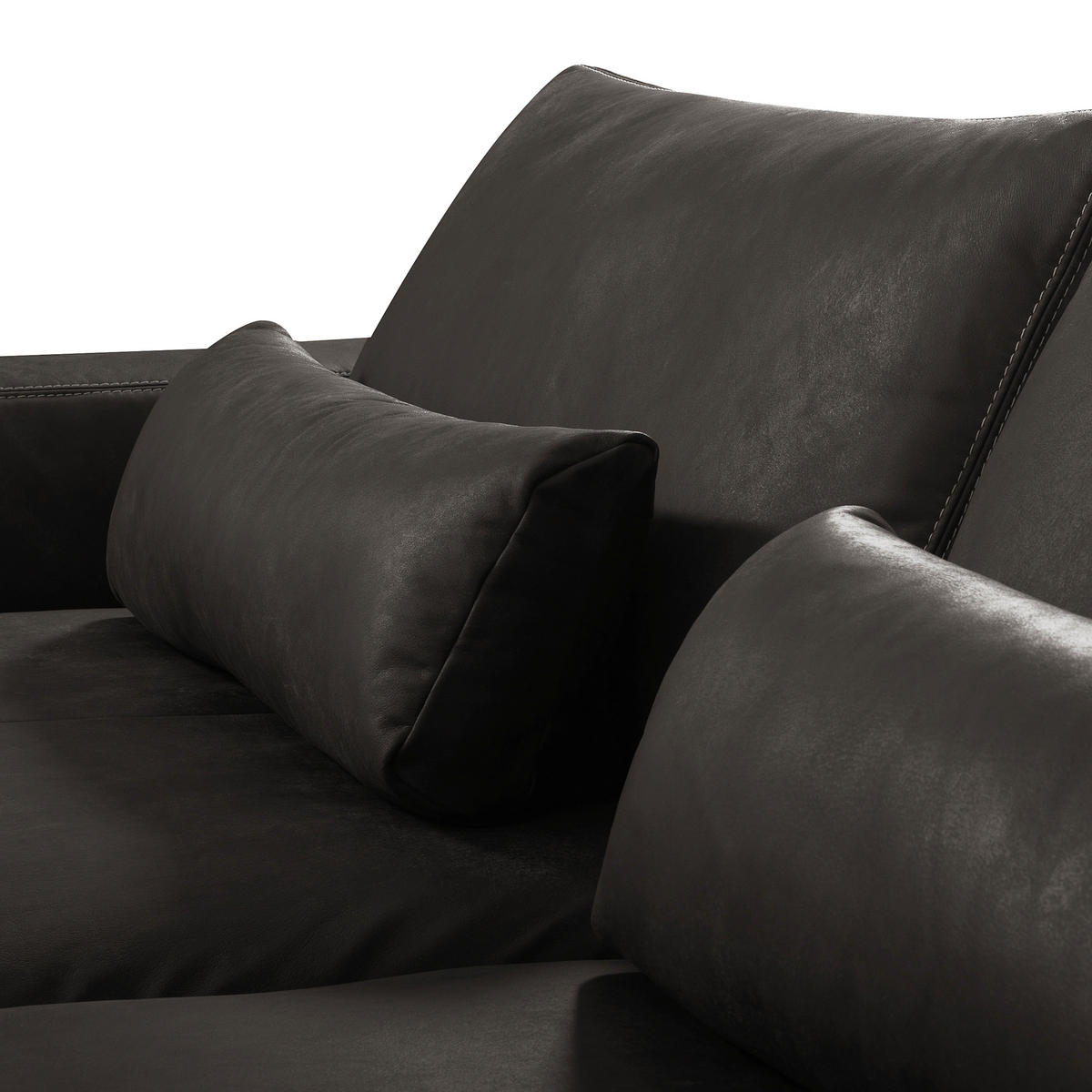 3-SITZER-SOFA  in Echtleder Dunkelgrau   - Dunkelgrau/Beige, Design, Leder/Kunststoff (300/85/123cm) - Livetastic