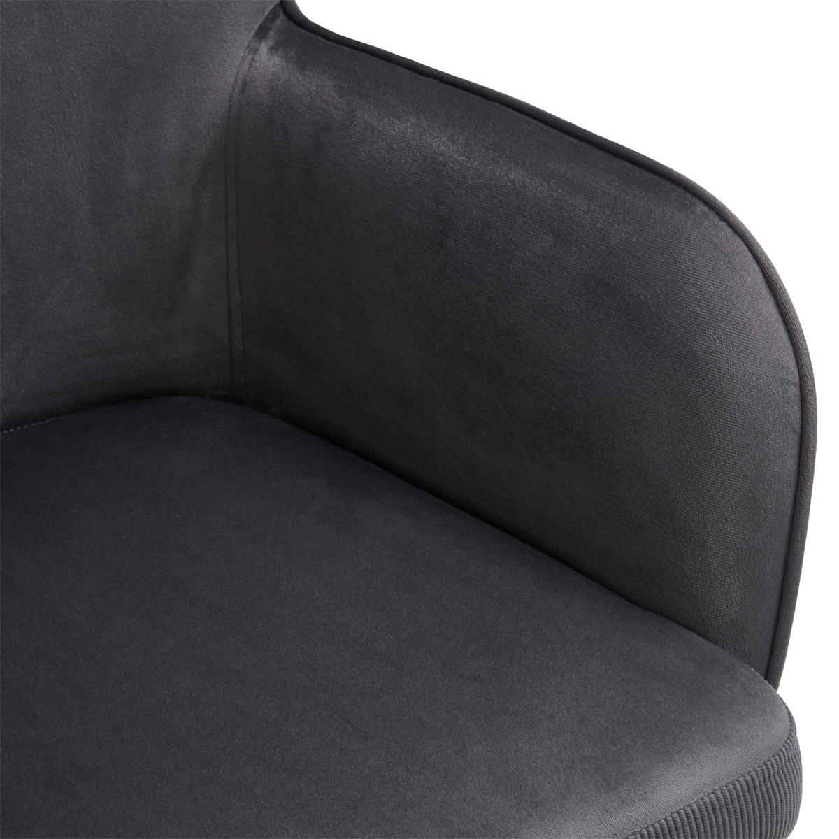 DREHSTUHL  in Cord, Samt Grau  - Schwarz/Grau, MODERN, Kunststoff/Textil (61/92/62cm) - Livetastic
