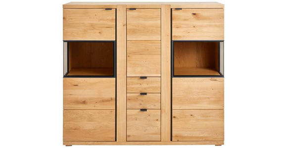 HIGHBOARD 152/135,5/38 cm  - Eichefarben/Anthrazit, KONVENTIONELL, Glas/Holz (152/135,5/38cm) - Linea Natura