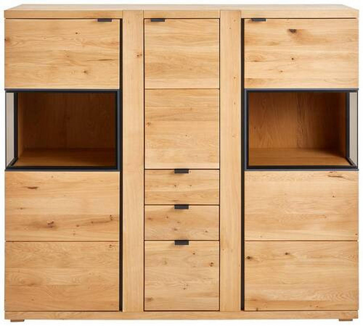 HIGHBOARD  in 152/135,5/38 cm  - Eichefarben/Anthrazit, KONVENTIONELL, Glas/Holz (152/135,5/38cm) - Linea Natura