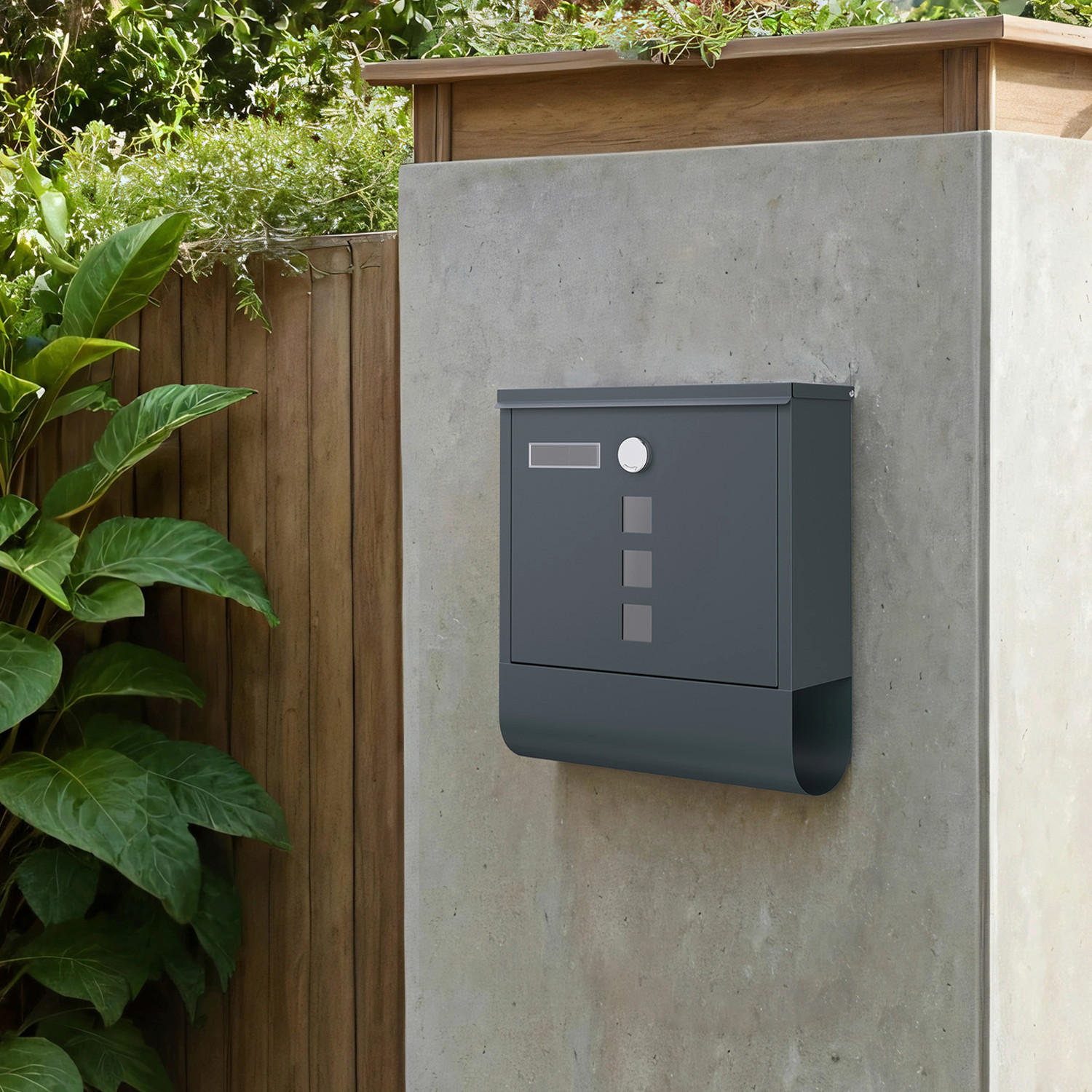 Thumbnail - Briefkasten, Dunkelgrau, Metall, Kunststoff, 30.8x33.8x10 cm, Einwurföffnung mit Klappe, Gartenzubehör, Paketboxen